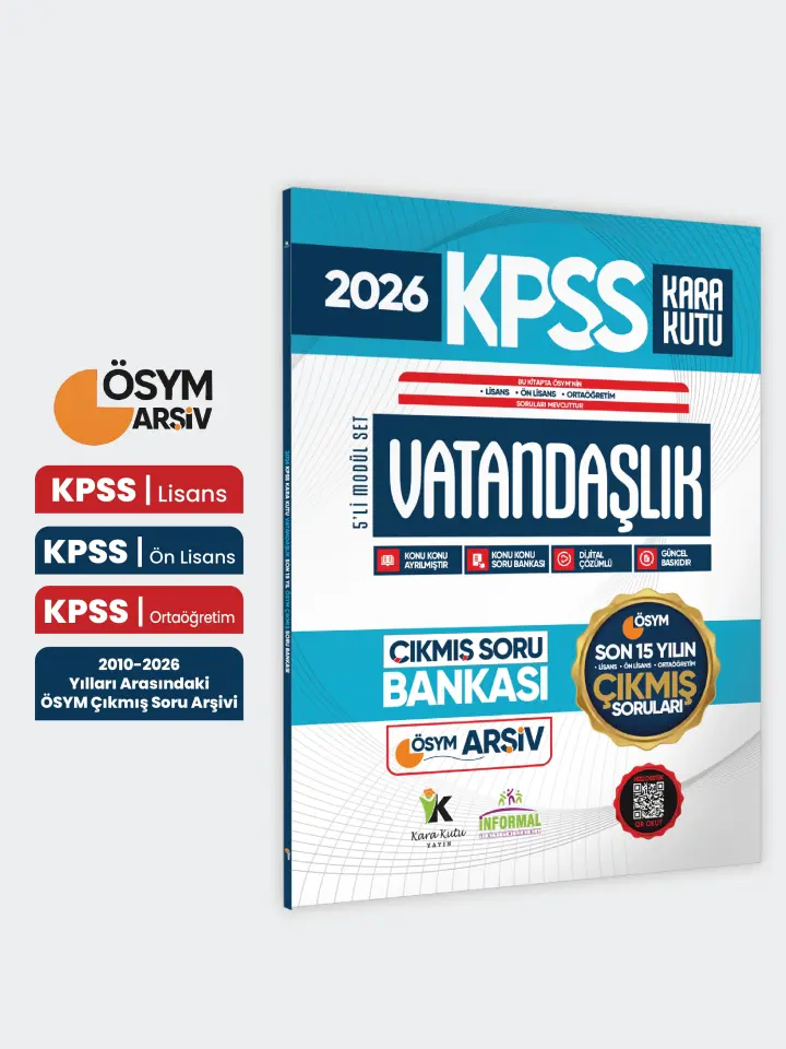 2026 FULLKPSS Lisans -Önlisans-Ortaöğretim Vatandaşlık Kara Kutu ÖSYM Çıkmış Soru Bankası Son 15 Yıl