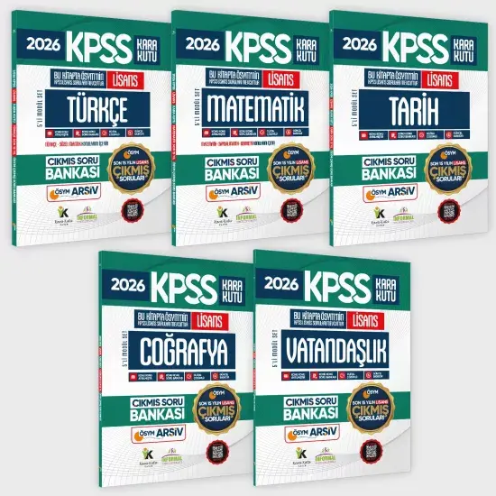 2026 FULLKPSS Lisans Kara Kutu ÖSYM Çıkmış Soru Bankası 5li Modül Set Son 15 Yıl (Sadece Lisans)