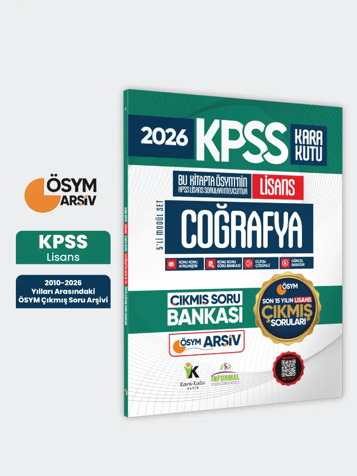 2026 FULLLisans KPSS Lisans Coğrafya Kara Kutu ÖSYM Çıkmış Soru Bankası Son 15 Yıl(Sadece Lisans)