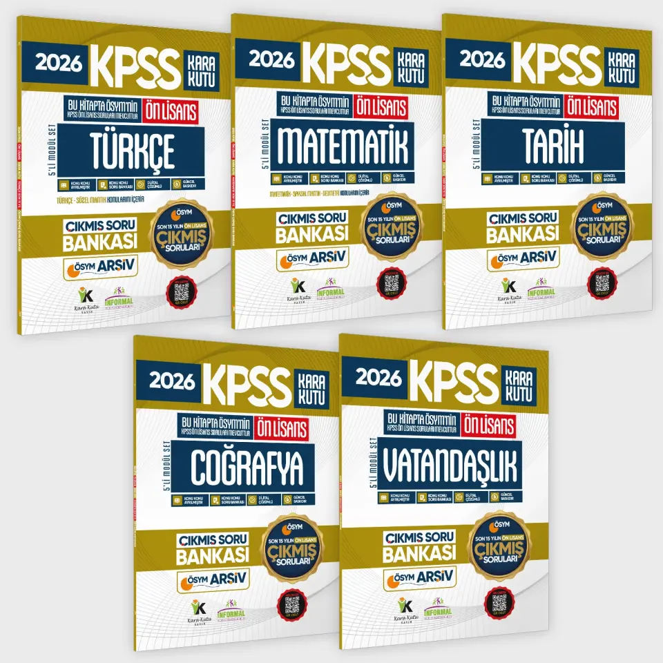 2026 FULLÖnLisans KPSS Kara Kutu ÖSYM Çıkmış Soru Bankası 5li Modül Set Son 15 Yıl (Sadece Ön Lisans)