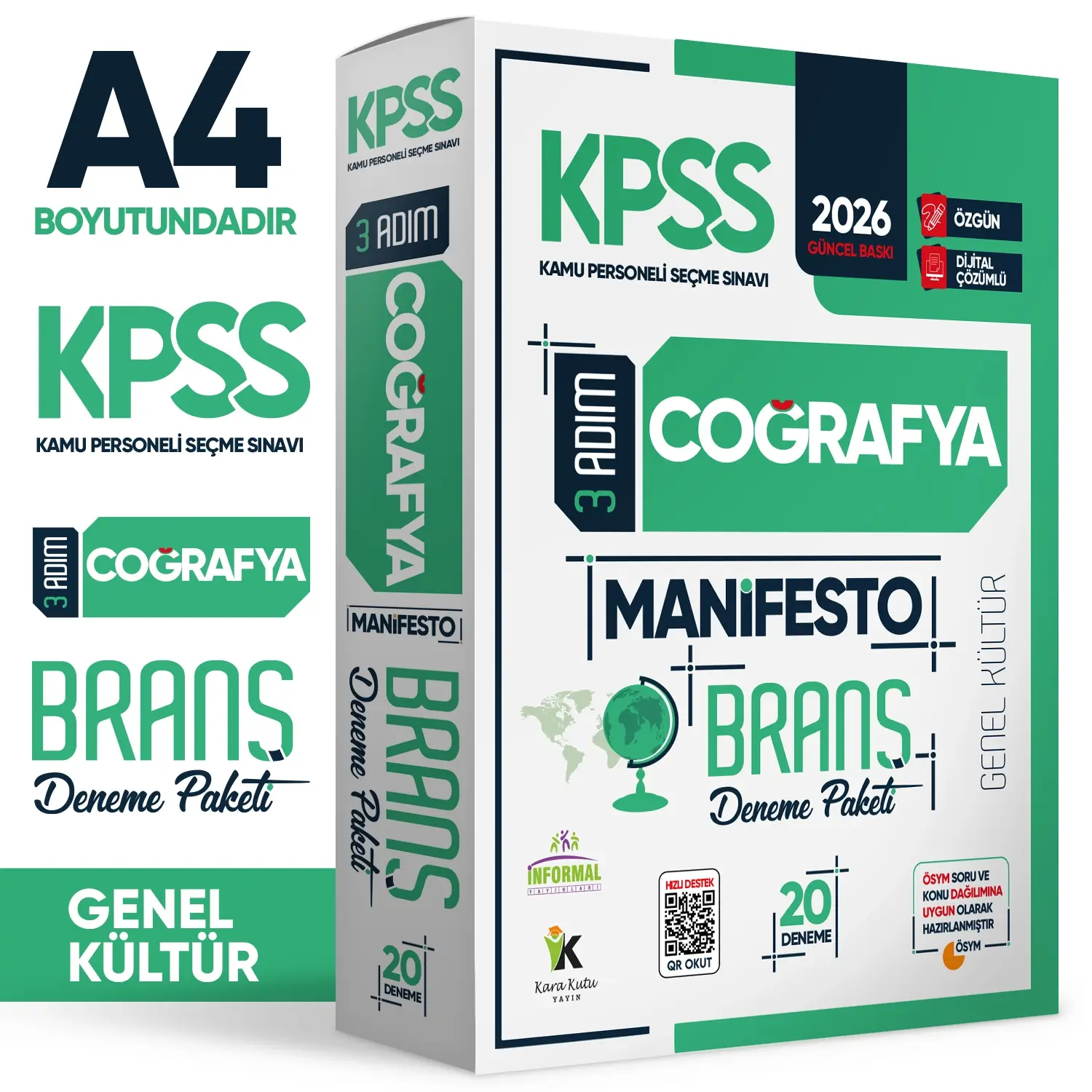 2026 KPSS Genel Kültür 3 Adım Coğrafya Manifesto 20li Dijital Çözümlü Branş Deneme Paketi