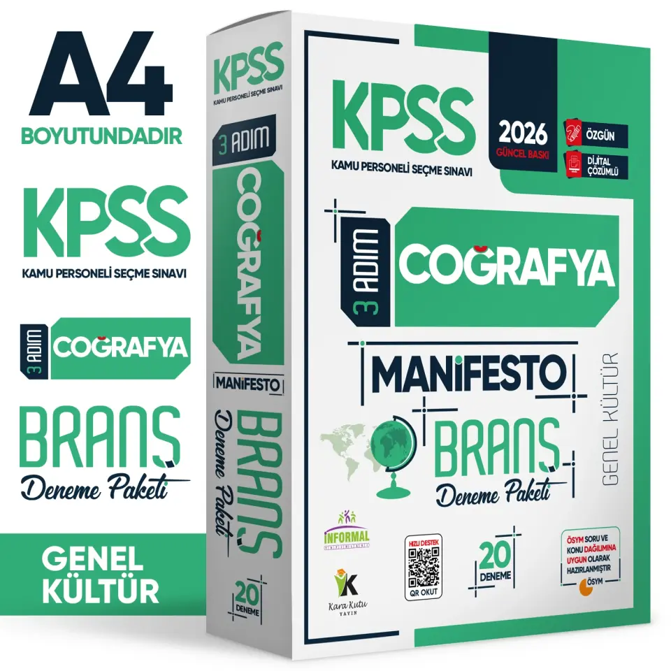 2026 KPSS Genel Kültür Ön Lisans- Ortaöğretim 3 Adım 3lü Manifesto Dijital Çözümlü Branş Deneme Set