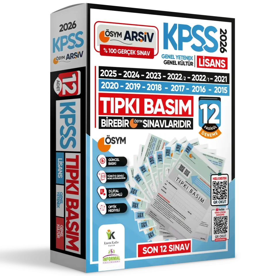 2026 KPSS Lisans ÖSYM Çıkmış Soru Tıpkı Basım 12li Deneme Paketi Video Çözümlü Türkiye Geneli