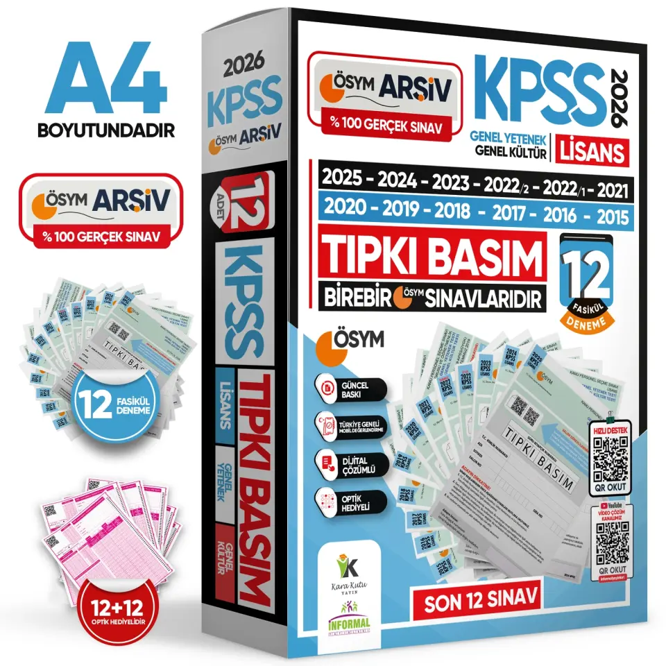 2026 KPSS Lisans ÖSYM Çıkmış Soru Tıpkı Basım 12li Deneme Paketi Video Çözümlü Türkiye Geneli