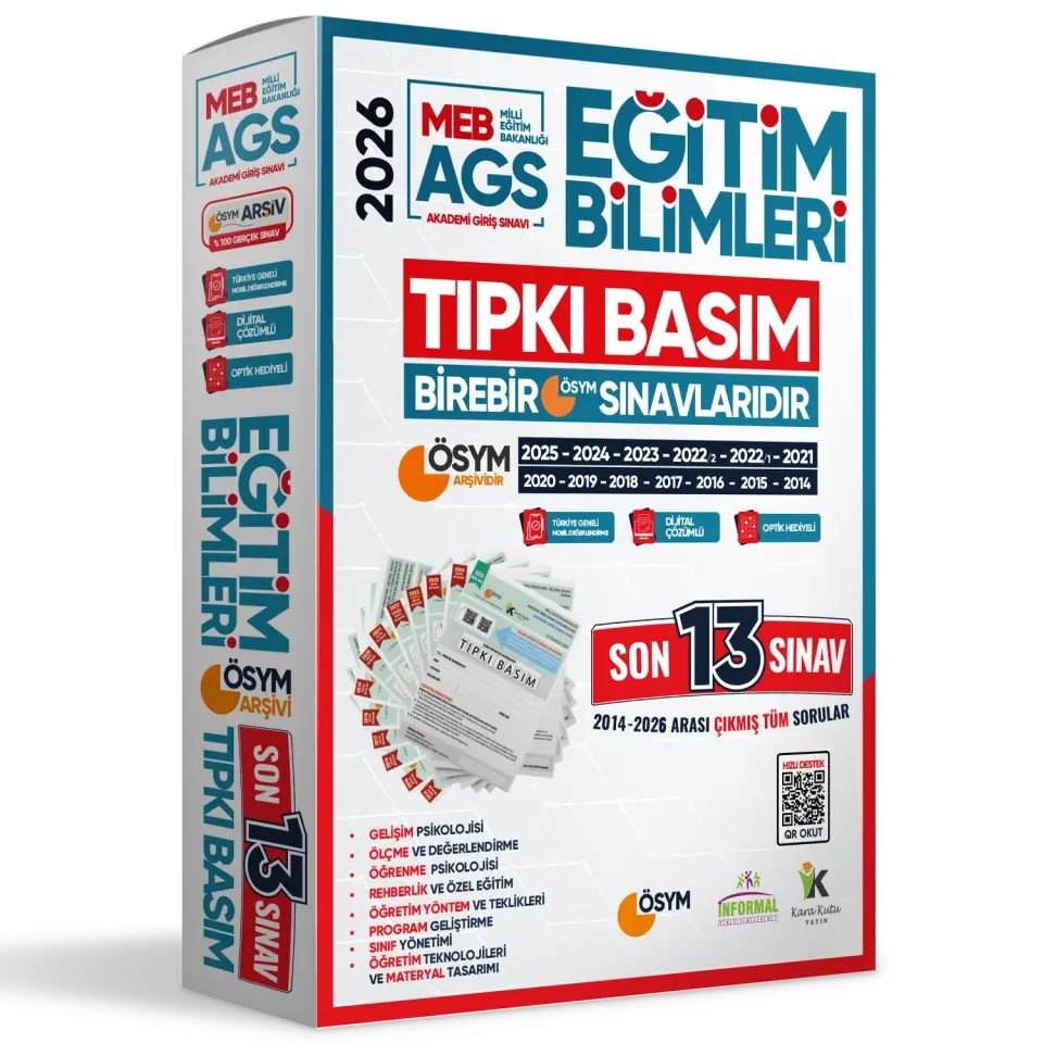 2026 KPSS Lisans ve MEB-AGS Eğitim Bilimleri ÖSYM Çıkmış Soru Tıpkı Basım 25li (12+13) Deneme Paketi