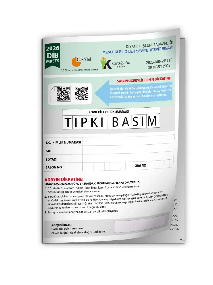 2026 DİB-MBSTS ÖSYM Tıpkı Basım Çıkmış Soru Kitapçığı Video/PDF Çözümlü Türkiye Geneli
