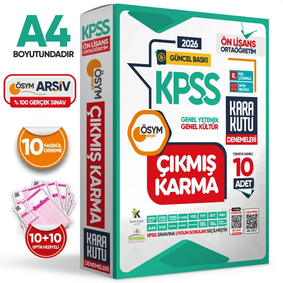 2026 KPSS Ön Lisans Genel Kültür Genel Yetenek ÖSYM Çıkmış Karma Karakutu 10lu Deneme D.Çözümlü