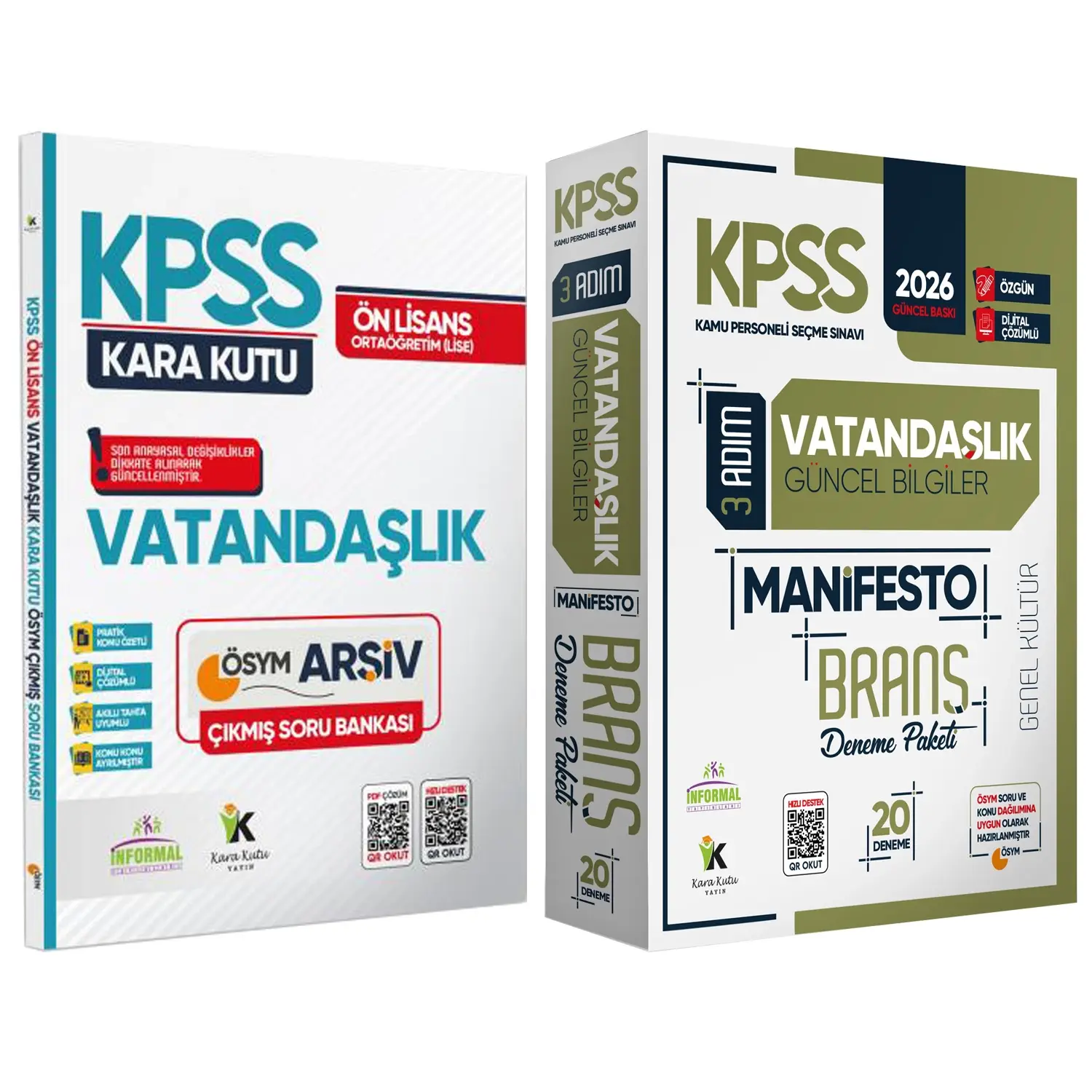 2026 KPSS Ön Lisans Vatandaşlık Kara Kutu Soru Bankası ve Manifesto Çözümlü Branş Deneme 2li Seti