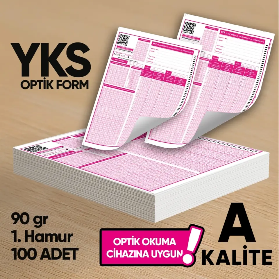 YKS-MSÜ Deneme Sınavları İçin 100 Adet (90.GR) Optik Form - Optik Okuma Uyumlu