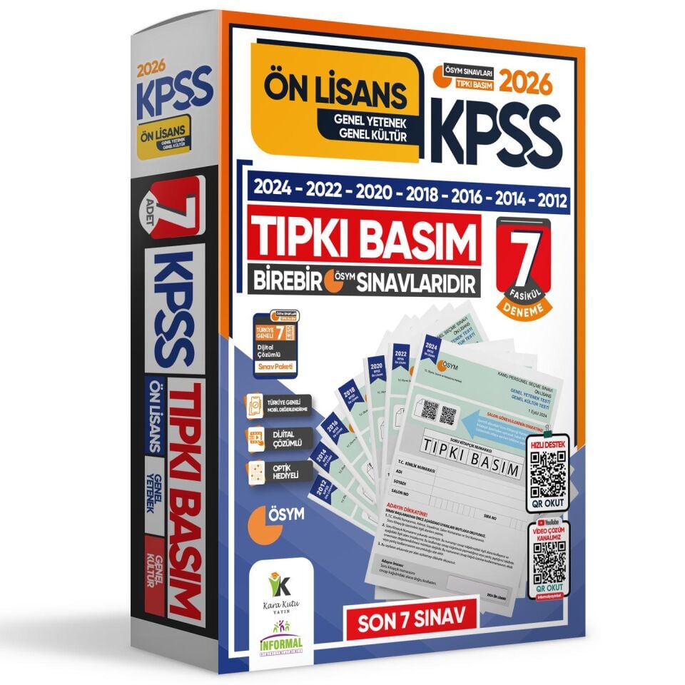 2026 KPSS Önlisans ÖSYM Çıkmış Soru Tıpkı Basım 7li Deneme Paketi Türkiye Geneli Dijital Çözümlü