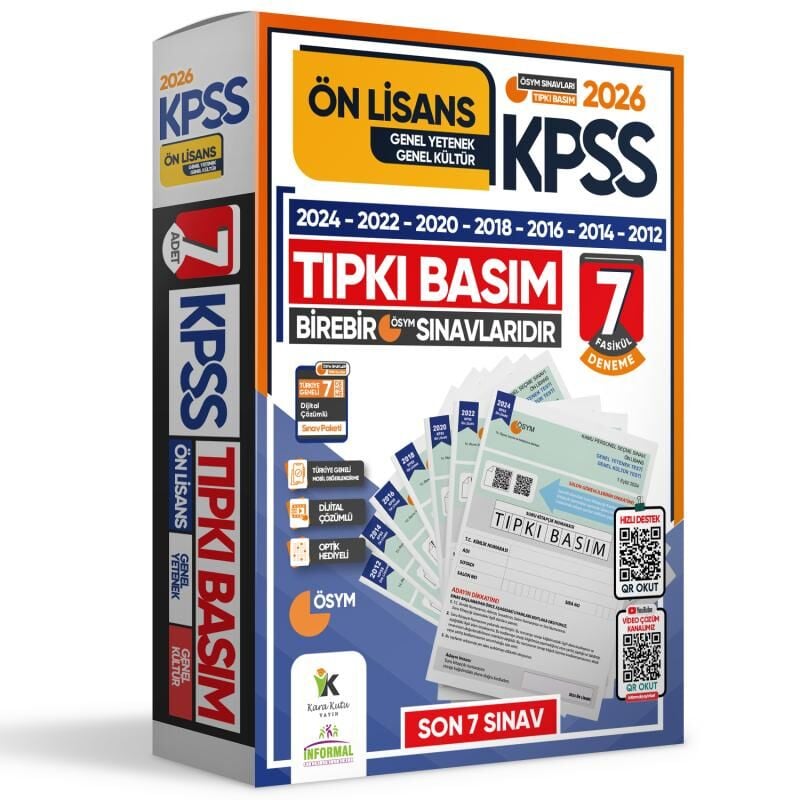 2026 KPSS Önlisans ÖSYM Çıkmış Soru Tıpkı Basım 7li Deneme Paketi Türkiye Geneli Dijital Çözümlü