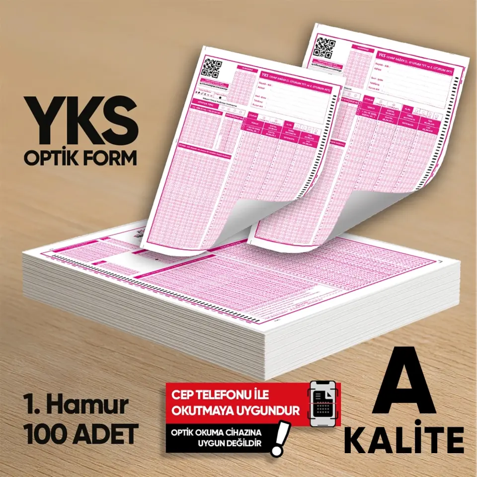 YKS-MSÜ Deneme Sınavları İçin 100 Adet Optik Form