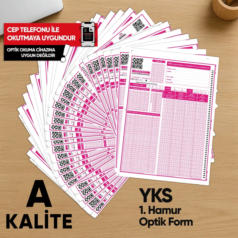 YKS-MSÜ Deneme Sınavları İçin 100 Adet Optik Form