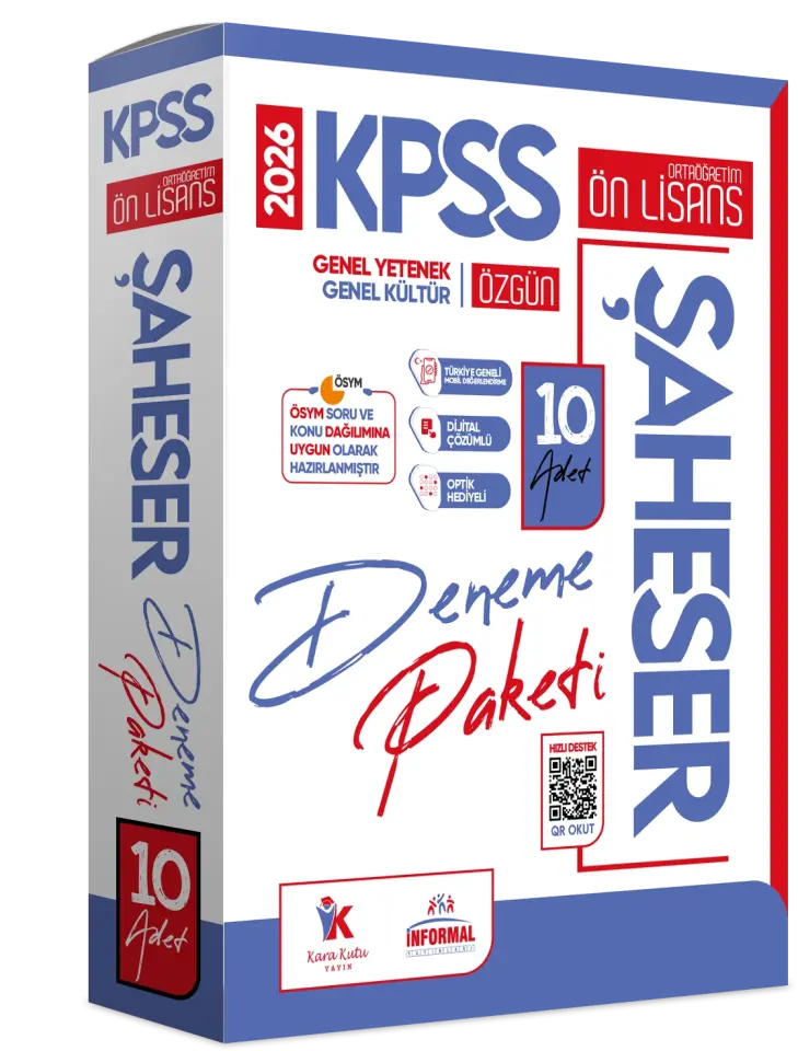 2026 KPSS Önlisans-Ortaöğretim GYGK ŞAHESER Türkiye Geneli Kurumsal 10’lu Dijital Çözümlü Paket Deneme