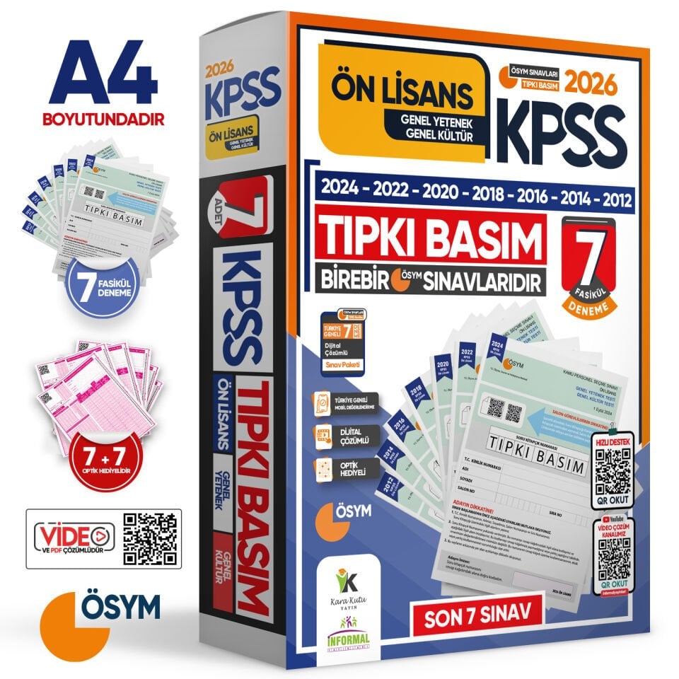 2026 KPSS Önlisans-Ortaöğretim/Lise ÖSYM Tıpkı Basım 14lü (7+7) Deneme Seti TG Dijital Çözümlü
