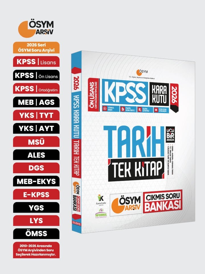 2026 KPSS Önlisans/Ortaöğretim Kara Kutu Tarih TEK KİTAP ÖSYM Çıkmış Soru Bankası Konu Özetli Çözüml