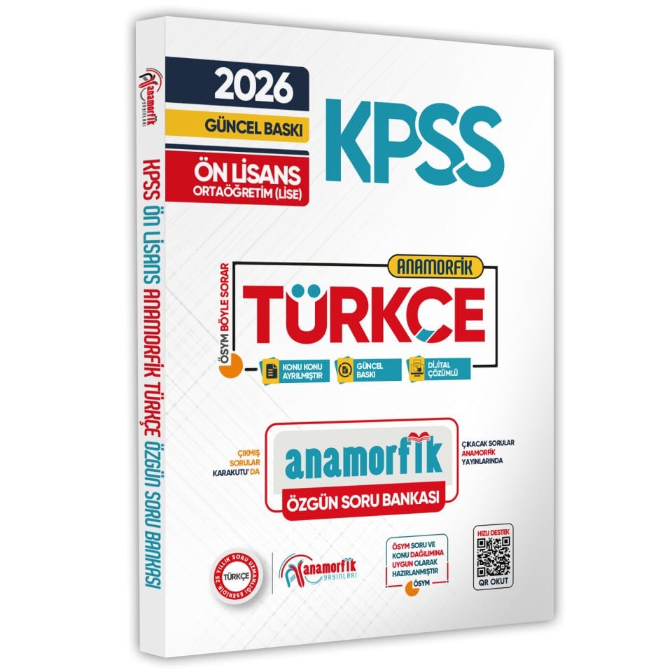2026 KPSS Önlisans/Ortaöğretim Türkçe ANAMORFİK TEK KİTAP Özgün Soru Bankası Dijital Çözümlü