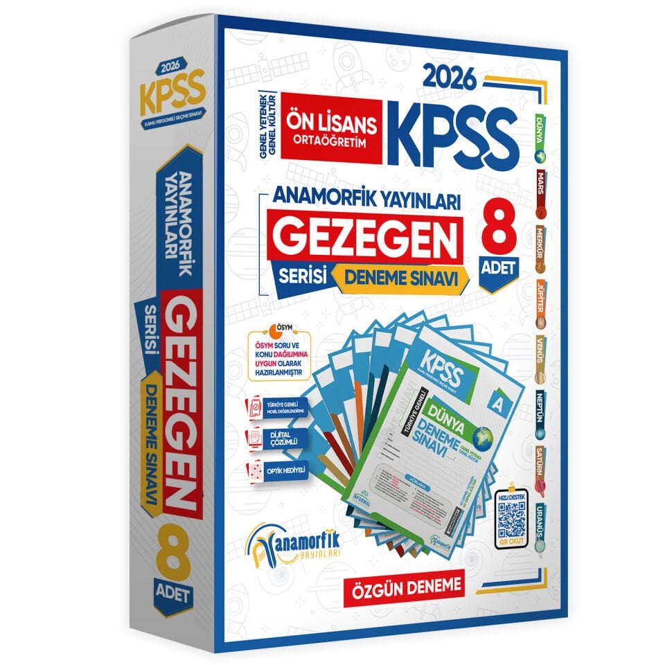 2026 KPSS Ortaöğretim GY-GK GEZEGEN Serisi 8li Deneme Paketi Kurumsal Türkiye Geneli Dijital Çözümlü