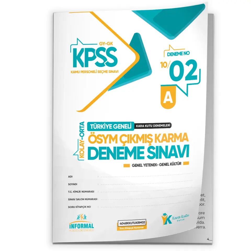 2026 KPSS ÖSYM Arşivi Çıkmış Soru Karma Genel Yetenek Genel Kültür D. Çözümlü Deneme 10/2.Kitapçık