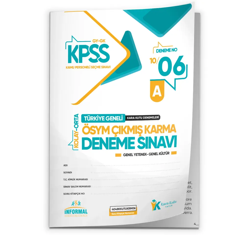 2026 KPSS ÖSYM Arşivi Çıkmış Soru Karma Genel Yetenek Genel Kültür D. Çözümlü Deneme 10/6.Kitapçık