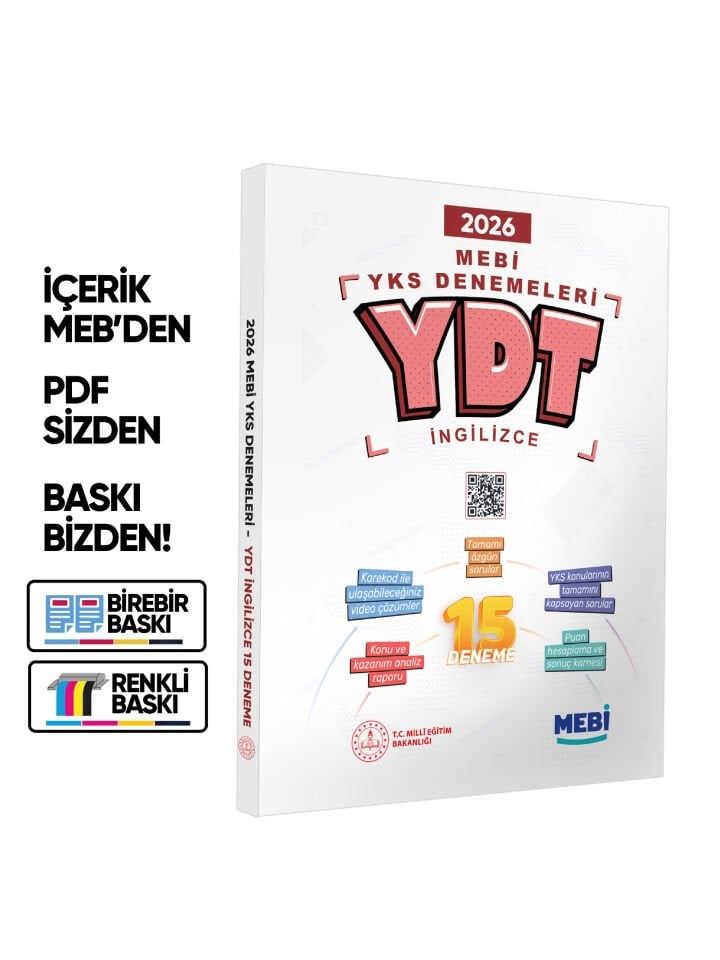 2026 MEBİ YKS-YDT 15li Deneme Kitabı Video Çözümlü Renkli BASKI ÜCRETİ