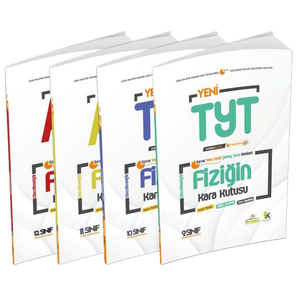 YKS-TYT-AYT Fizik Kara Kutu ÖSYM Çıkmış Soru Bankası 4lü Set Konu Özetli Dijital Çözümlü