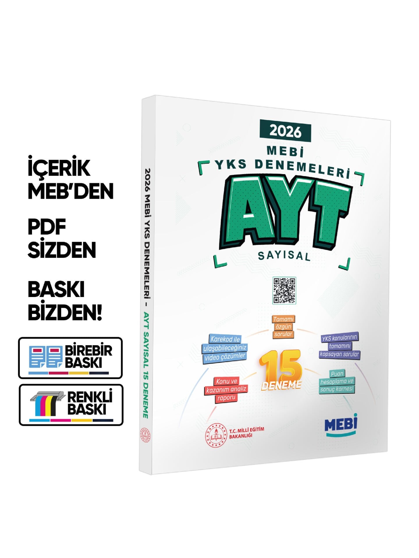 2026 MEBİ YKS-AYT SAYISAL 15li Deneme Kitabı Video Çözümlü Renkli BASKI ÜCRETİ