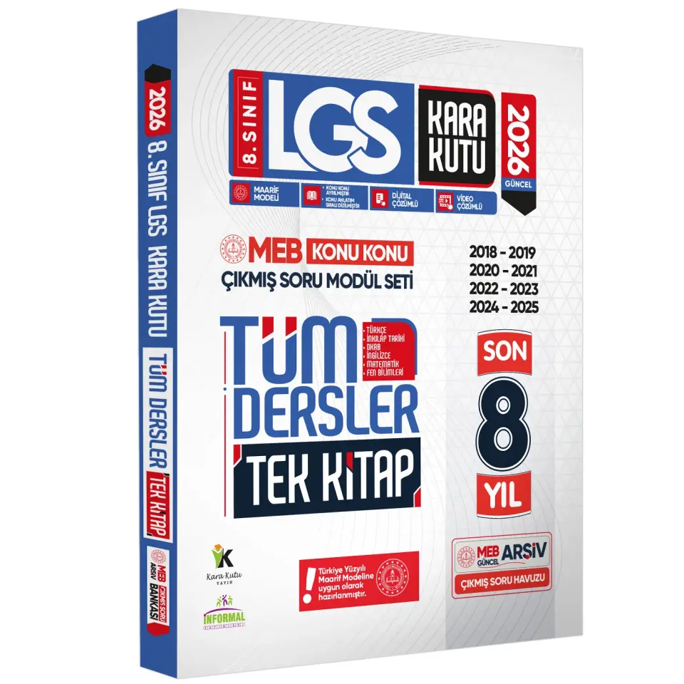 2026 LGS 8.Sınıf MEB Çıkmış Soru Bankası Konu Konu TÜM DERSLER TEK KİTAP Son 8 Yıl Video/PDF Çözümlü