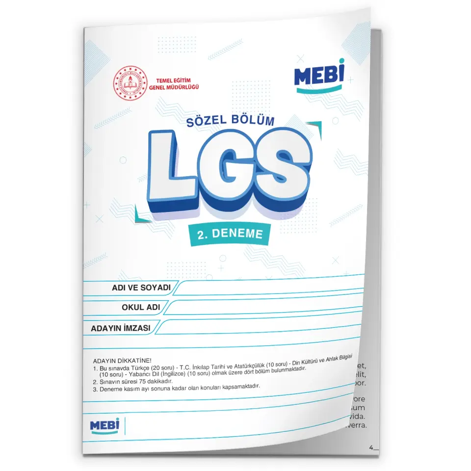 2026 LGS 8.Sınıf MEB ONLİNE 1. 2. 3. 4. 5. 6. 7. Deneme Türkiye Geneli Paket PDF BASKI ÜCRETİ