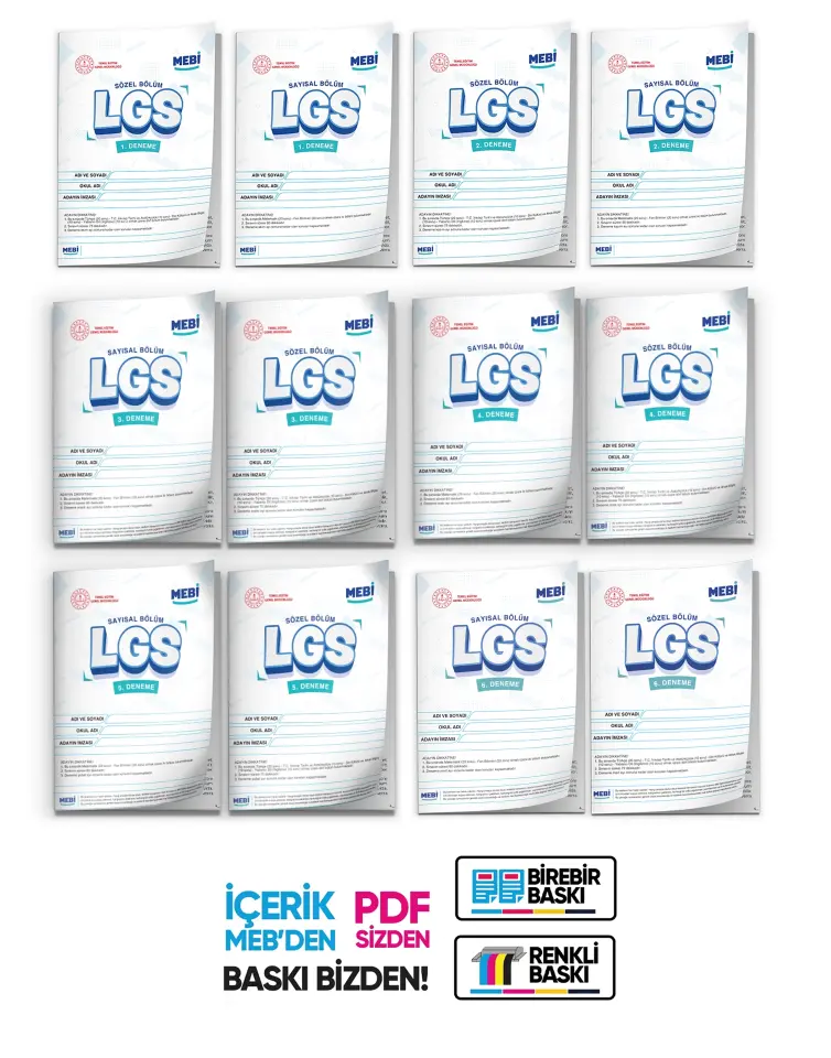 2026 LGS 8.Sınıf MEB ONLİNE 1. 2. 3. 4. 5. 6. Deneme Türkiye Geneli Paket PDF BASKI ÜCRETİ