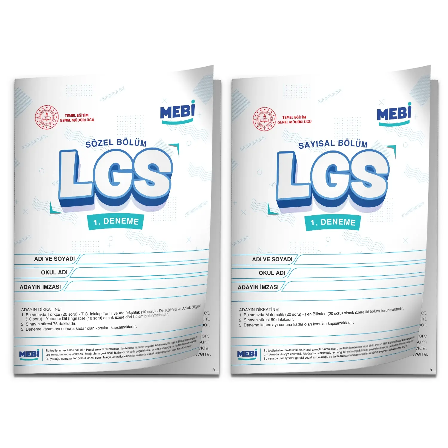 2026 LGS 8.Sınıf MEB ONLİNE Türkiye Geneli 1. Deneme (Sayısal–Sözel) Birebir PDF BASKI ÜCRETİ