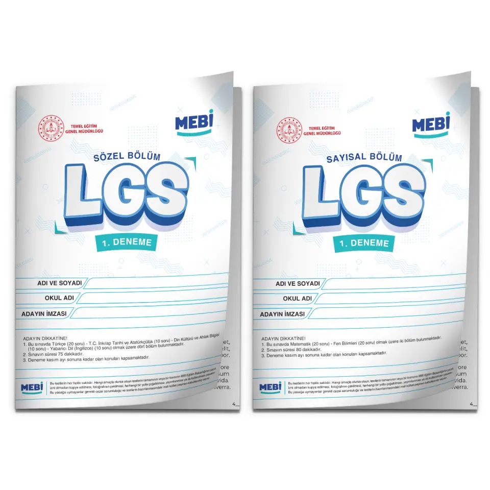 2026 LGS 8.Sınıf MEB ONLİNE Türkiye Geneli 1. Deneme (Sayısal–Sözel) Birebir PDF BASKI ÜCRETİ