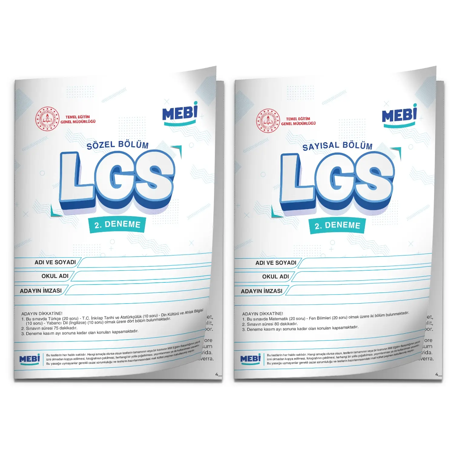2026 LGS 8.Sınıf MEB ONLİNE Türkiye Geneli 2. Deneme (Sayısal–Sözel) Birebir PDF BASKI ÜCRETİ