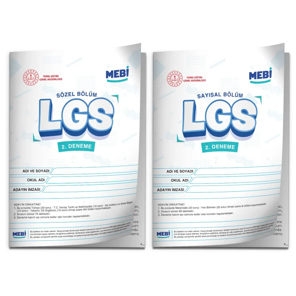 2026 LGS 8.Sınıf MEB ONLİNE Türkiye Geneli 2. Deneme (Sayısal–Sözel) Birebir PDF BASKI ÜCRETİ