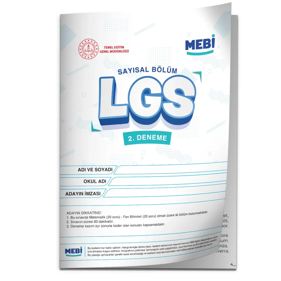 2026 LGS 8.Sınıf MEB ONLİNE Türkiye Geneli 2. Deneme (Sayısal–Sözel) Birebir PDF BASKI ÜCRETİ