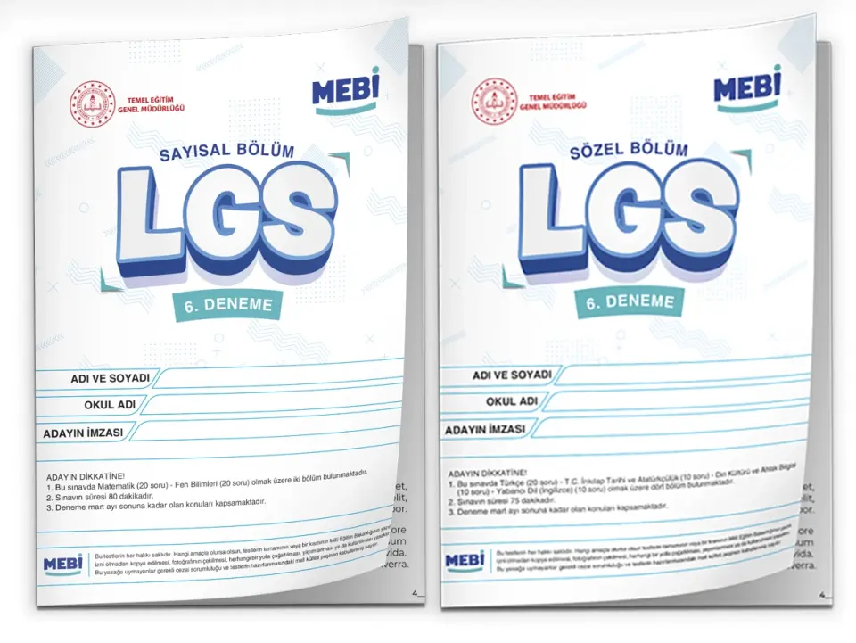 2026 LGS 8.Sınıf MEBİ ONLİNE Türkiye Geneli 6. Deneme (Sayısal–Sözel) Büyük Boy Renkli BASKI ÜCRETİ