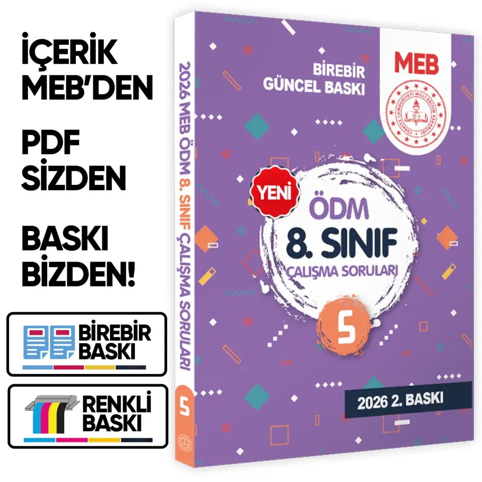 2026 LGS MEB Çalışma Soruları Ölçme Değerlendirme Merkezi ÖDM 8.Sınıf Çalışma Kitabı 5 BASKI ÜCRETİ