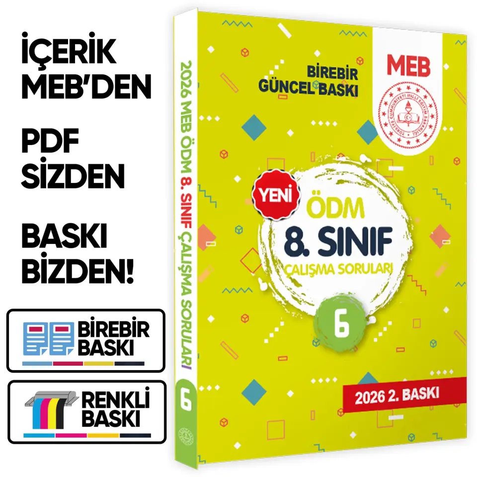 2026 LGS MEB Çalışma Soruları Ölçme Değerlendirme Merkezi ÖDM 8.Sınıf Çalışma Kitabı 6 BASKI ÜCRETİ