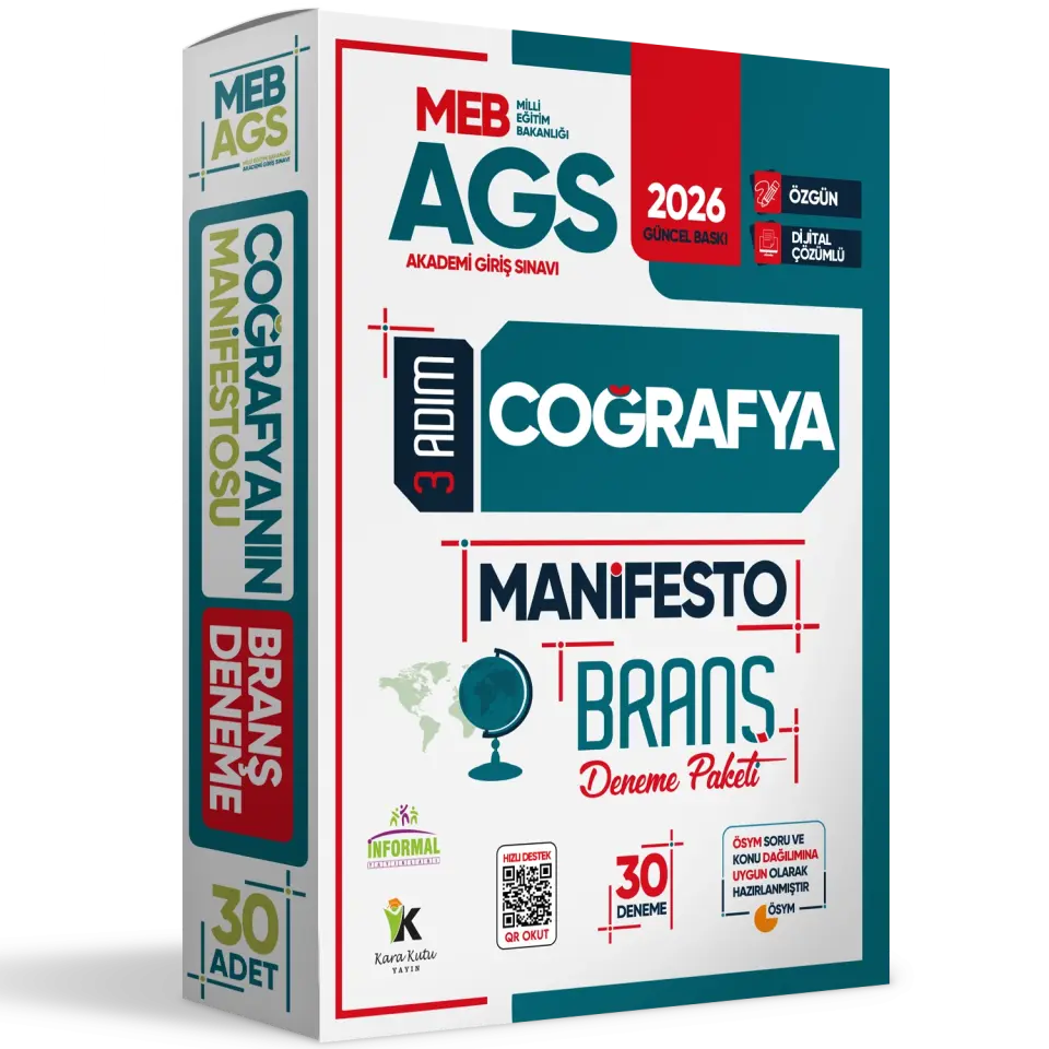 2026 MEB AGS 3 Adım Coğrafya Manifesto Branş Deneme Paketi 30lu Fasikül Seti Özgün Dijital Çözümlü