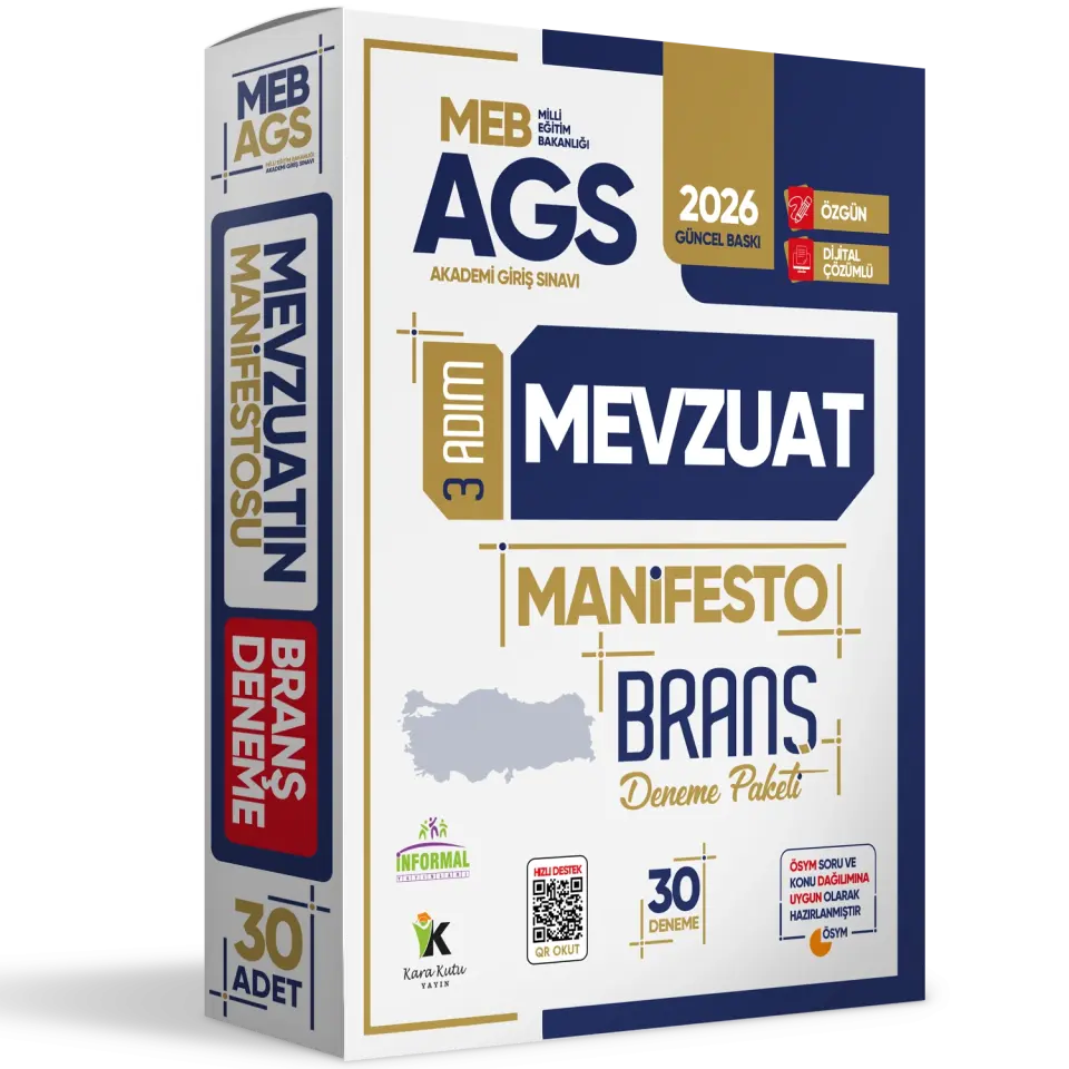 2026 MEB AGS 3 Adım MEVZUAT Manifesto Branş Deneme Paketi 30lu Fasikül Seti Özgün Dijital Çözümlü