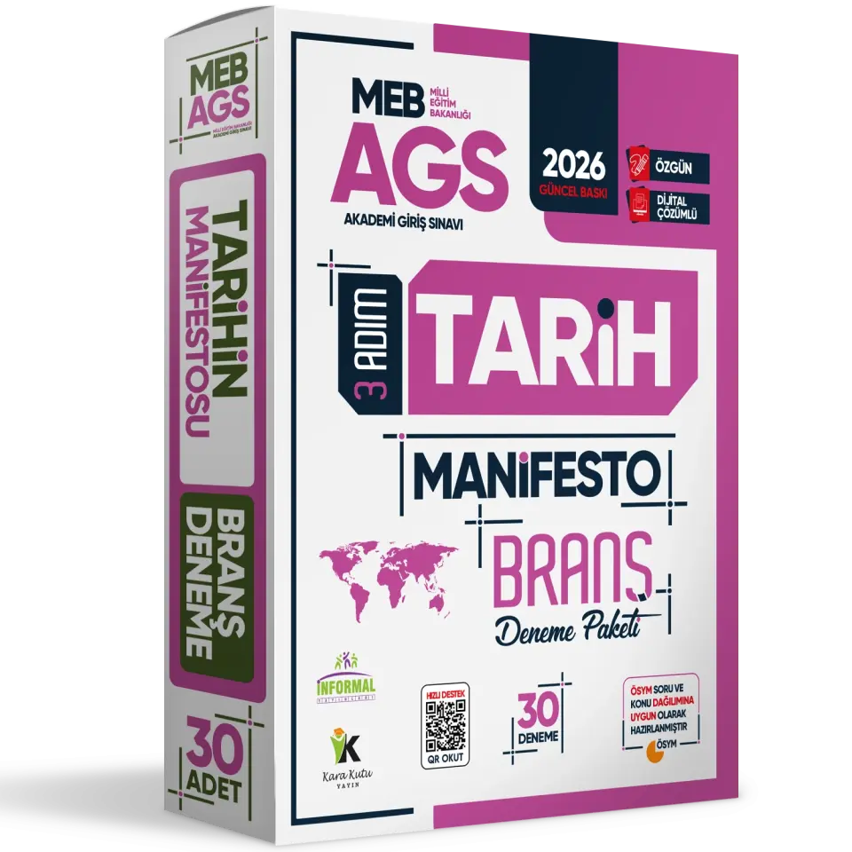 2026 MEB AGS 3 Adım TARİH Manifesto Branş Deneme Paketi 30lu Fasikül Seti Özgün Dijital Çözümlü