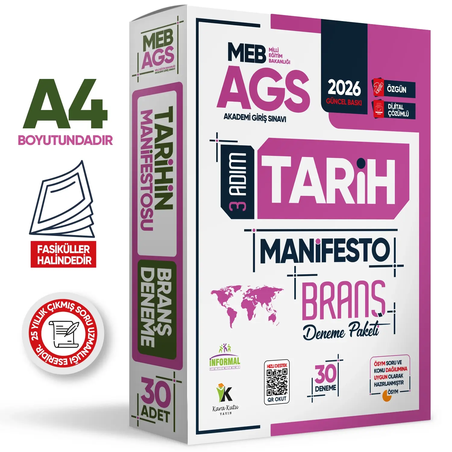 2026 MEB AGS 3 Adım TARİH Manifesto Branş Deneme Paketi 30lu Fasikül Seti Özgün Dijital Çözümlü