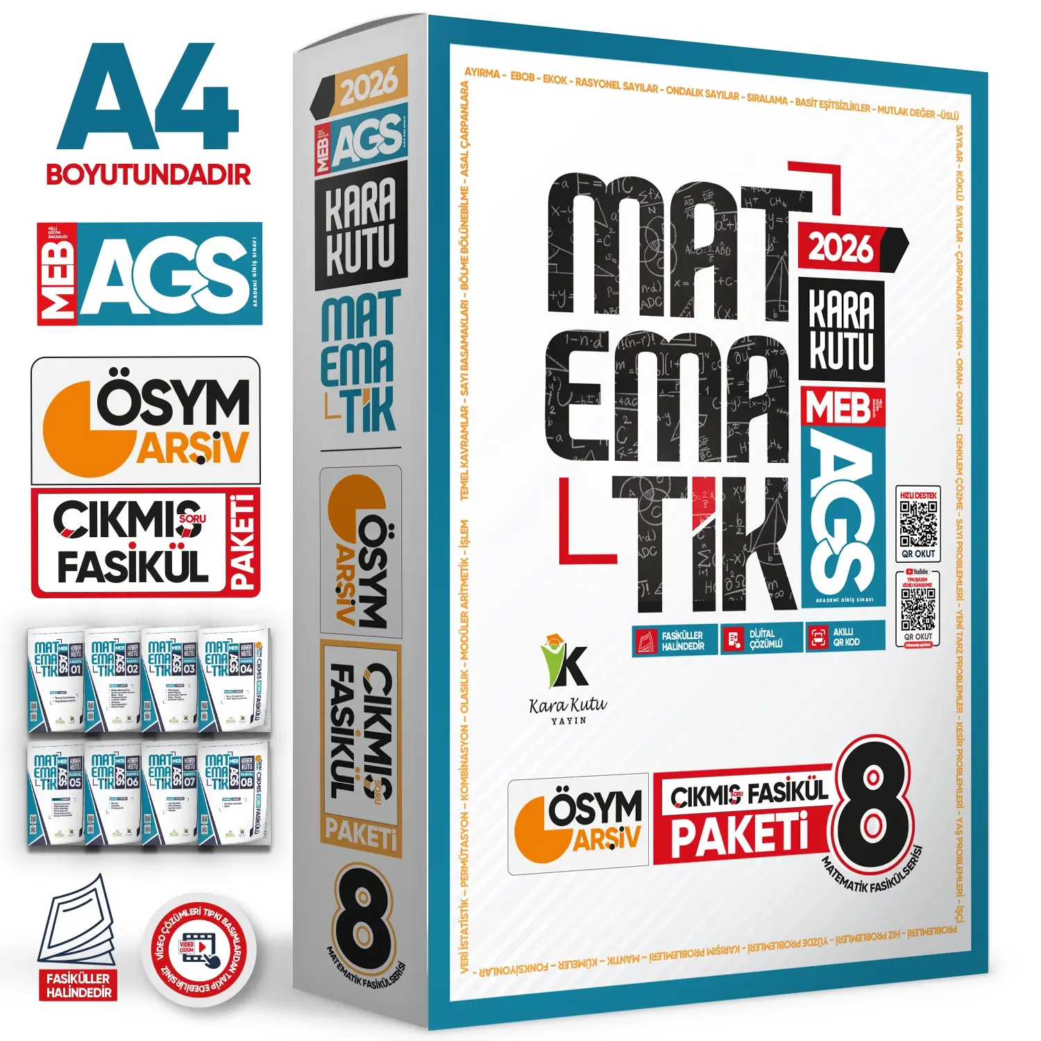 2026 MEB AGS MATEMATİK Kara Kutu 8li Fasikül SETİ ÖSYM Çıkmış Soru Bankası Çözümlü Modüler PAKET