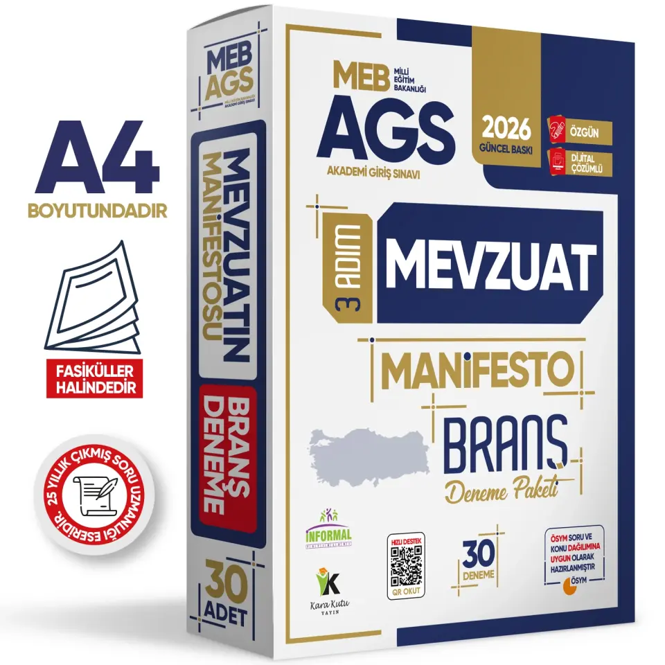 2026 MEB AGS TARİH-COĞRAFYA-MEVZUAT 3 Adım 3lü Manifesto 90 Adet Dijital Çözümlü Branş Deneme Seti