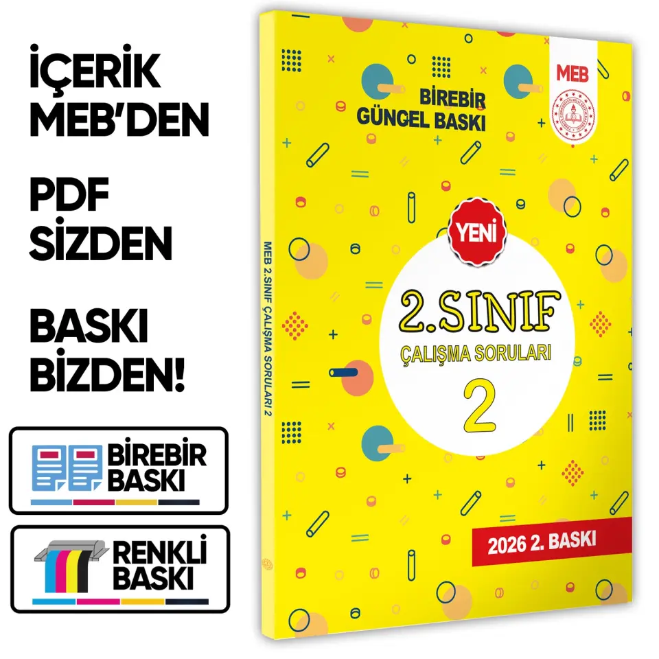 2026 MEB İlkokul 2.Sınıf Çalışma Soruları 2 Tüm Dersler Kazanım Pekiştirme Kitabı BASKI ÜCRETİ
