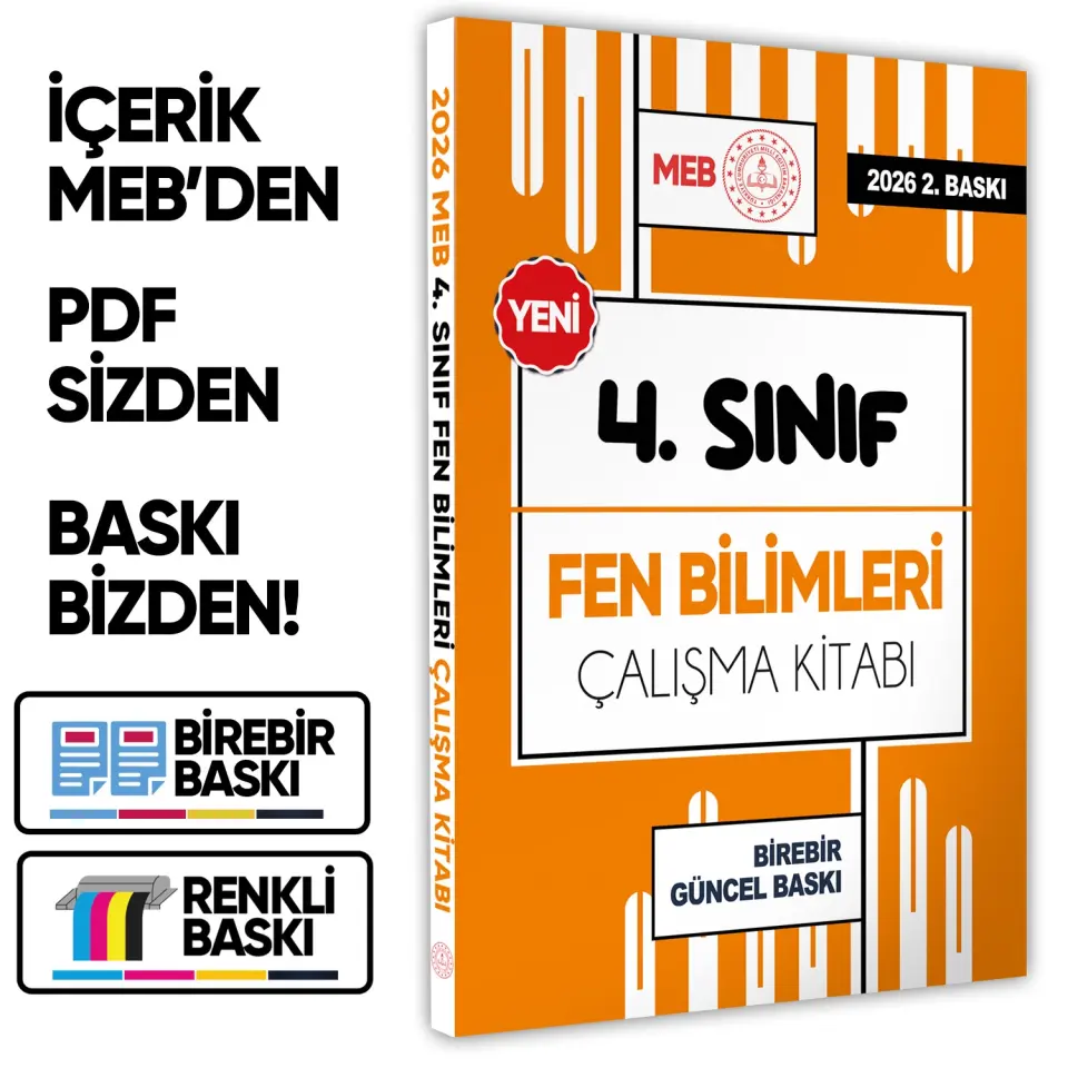 2026 MEB İlkokul 4.Sınıf Çalışma Kitabı Çalışma Soruları ve Deneme Paketi Tam Paket BASKI ÜCRETİ