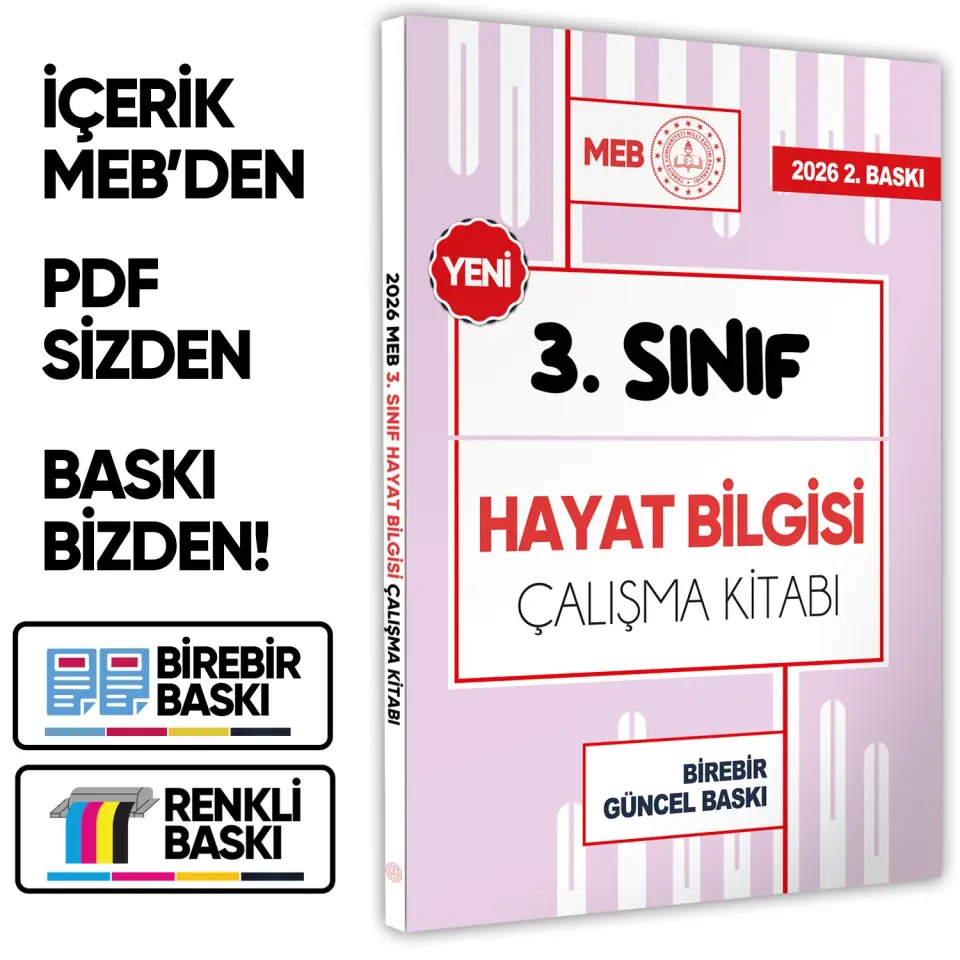 2026 MEB ÖDM İlkokul 3.Sınıf HAYAT BİLGİSİ Çalışma Kitabı Alıştırmalı Soru Bankası BASKI ÜCRETİ