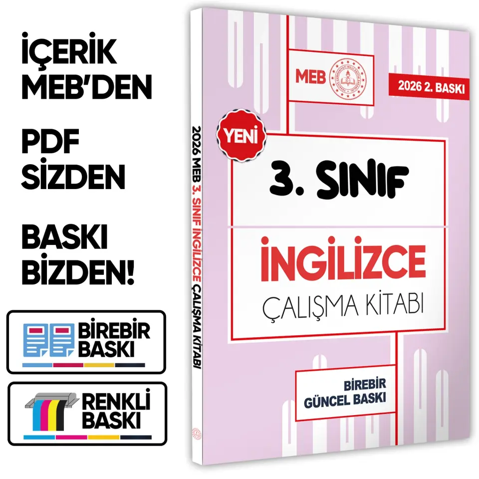 2026 MEB ÖDM İlkokul 3.Sınıf İNGİLİZCE Çalışma Kitabı Alıştırmalı Soru Bankası BASKI ÜCRETİ