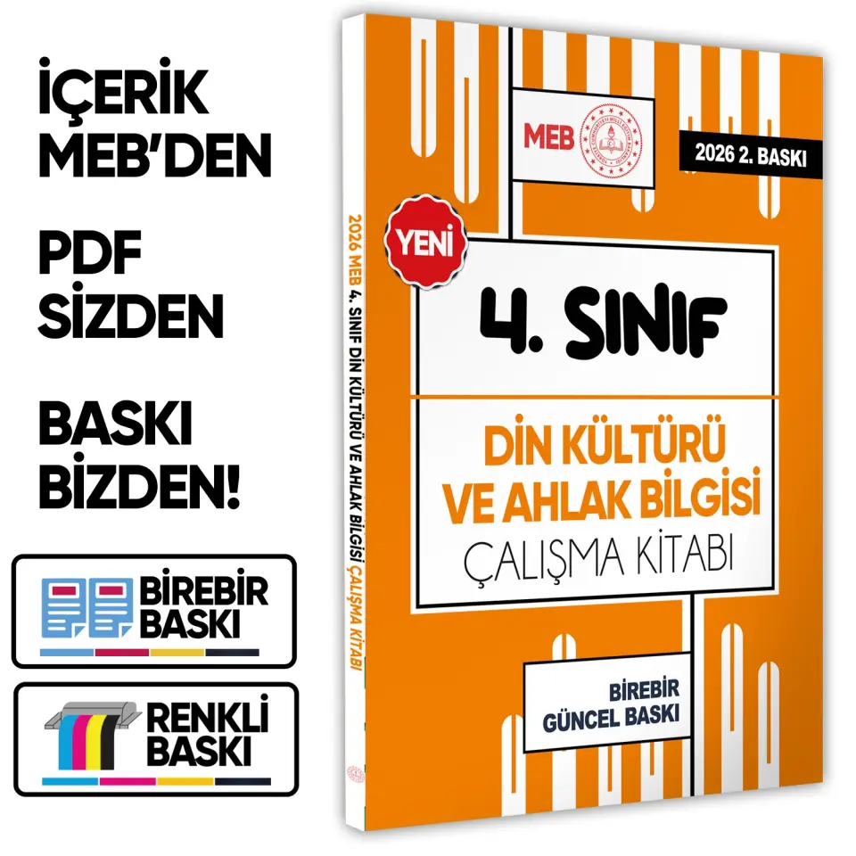 2026 MEB ÖDM İlkokul 4.Sınıf DİN KÜLTÜRÜ VE AHLAK BİLGİSİ Çalışma Kitabı Soru Bankası  BASKI ÜCRETİ