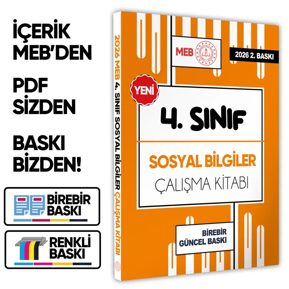2026 MEB ÖDM İlkokul 4.Sınıf SOSYAL BİLGİLER Çalışma Kitabı Alıştırmalı Soru Bankası  BASKI ÜCRETİ
